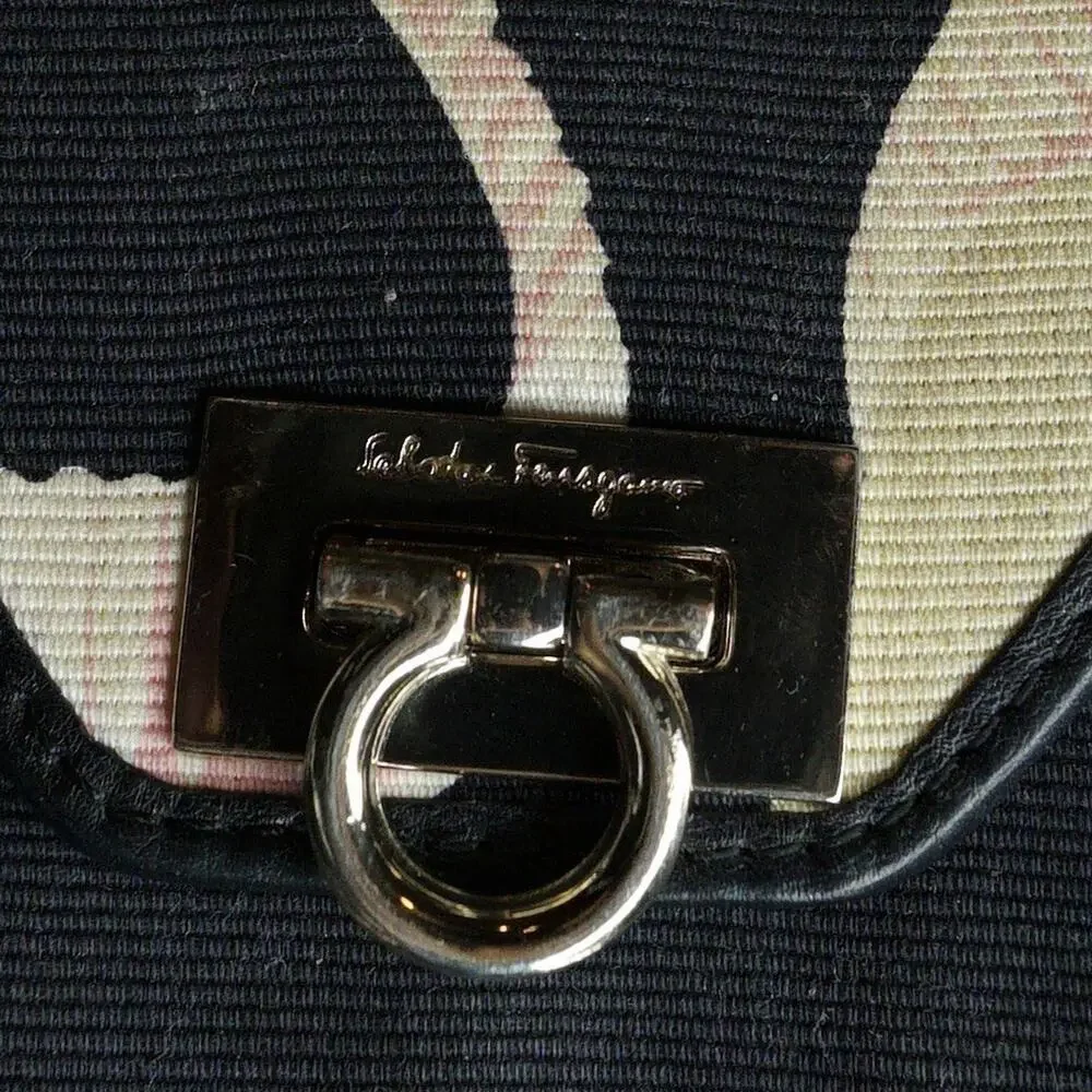 Authentic Salvatore Ferragamo Gancini Canvas Pouch